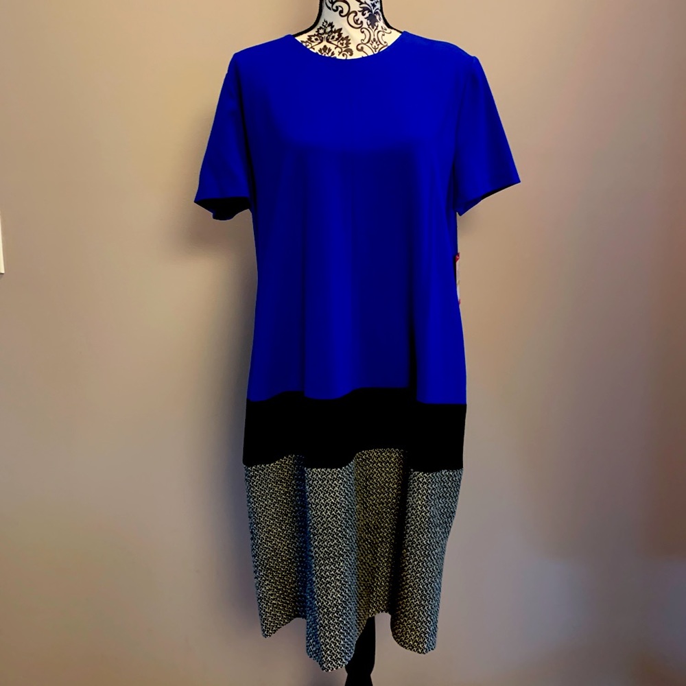 Vince Camuto Size 14 Black and Blue Dress